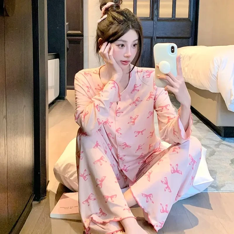 睡衣女春秋季2025新款网红高级感韩版ins风薄款开衫可外穿家居服