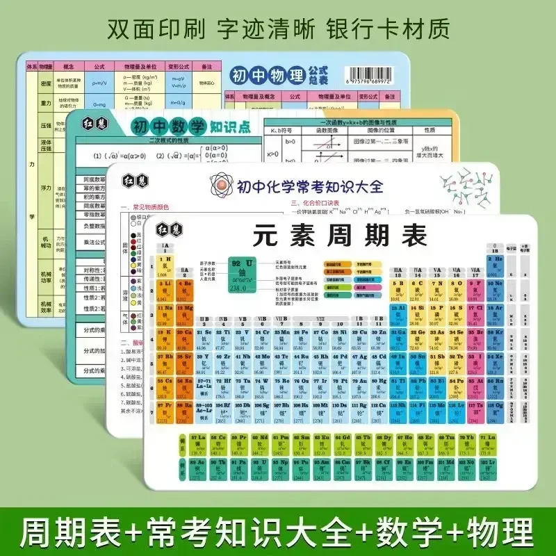 【初中生必背】初中物理公式元素周期表卡片化学公式常考知识点大全