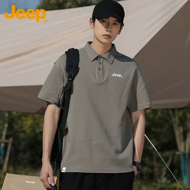 Jeep吉普翻领POLO衫男士夏季薄款凉感休闲宽松运动短袖t恤男上衣