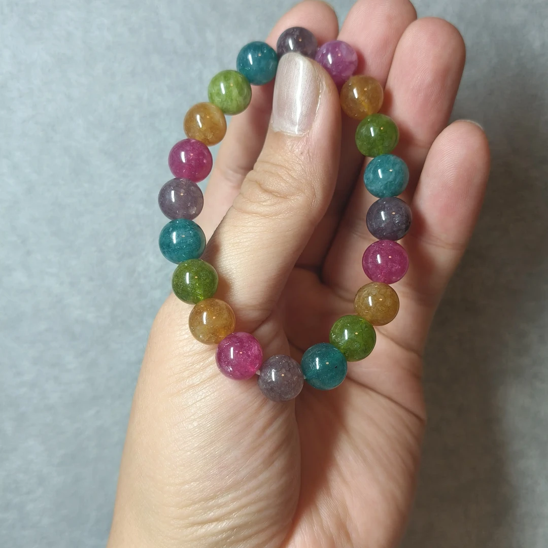 非金属莫桑石手链 彩虹石配件串珠
