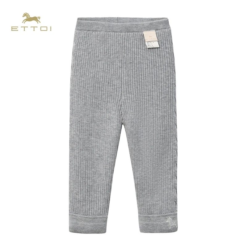 ETTOI爱多娃儿童加绒打底裤秋冬时尚简约保暖直筒三色羊毛毛线裤