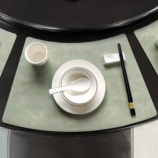 扇形美式酒店专用皮革圆桌餐桌垫餐垫防水防油餐具垫高级感隔热垫