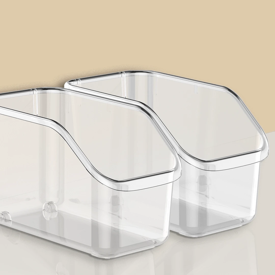 橱柜收纳盒零食杂物收纳筐透明大容量家用厨房整理盒桌面储物盒子