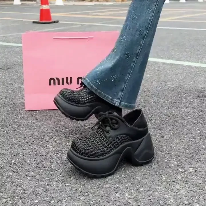 9cm小个子增高罗马凉鞋女2025夏款时尚镂空渔网厚底洞洞鞋两穿鞋