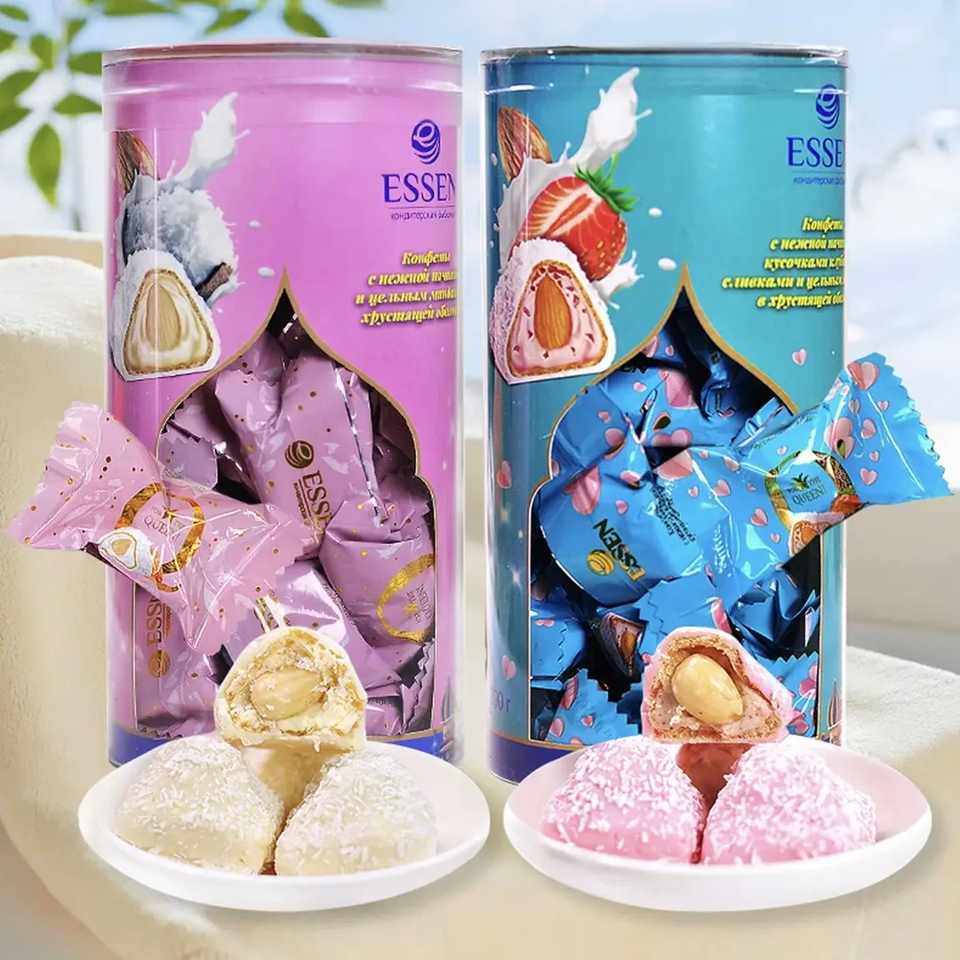 俄罗斯进口罗斯利德牌整颗杏仁草莓奶油椰蓉巧克力糖200克/盒