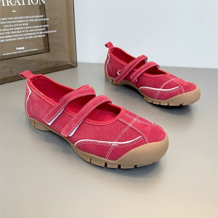 SGIRL TWTW2025夏季新款镂空透气时尚休闲鞋魔术贴浅口玛丽珍女鞋