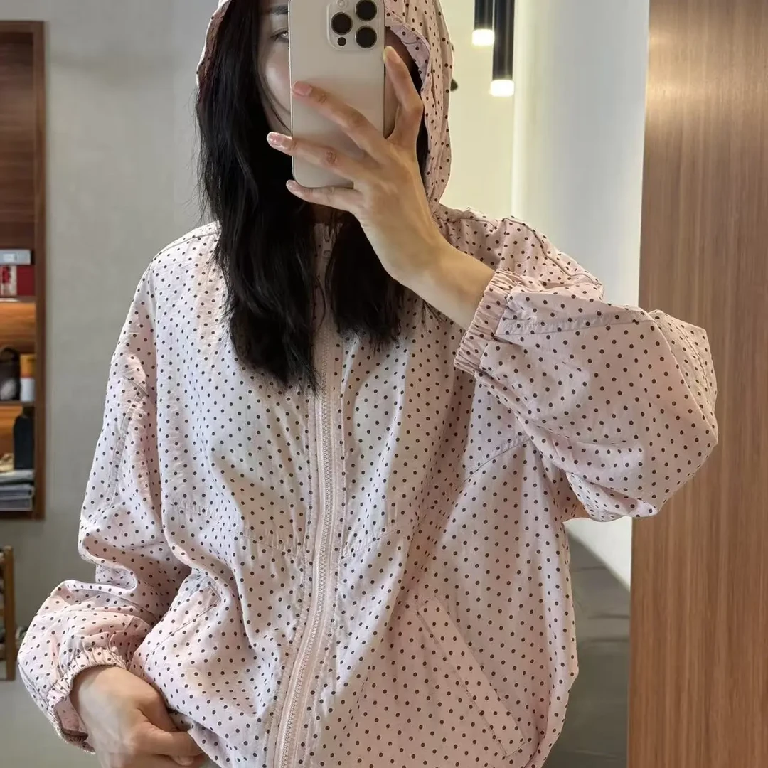 25662-波点连帽设计感防晒短外套休闲百搭春夏时尚上衣