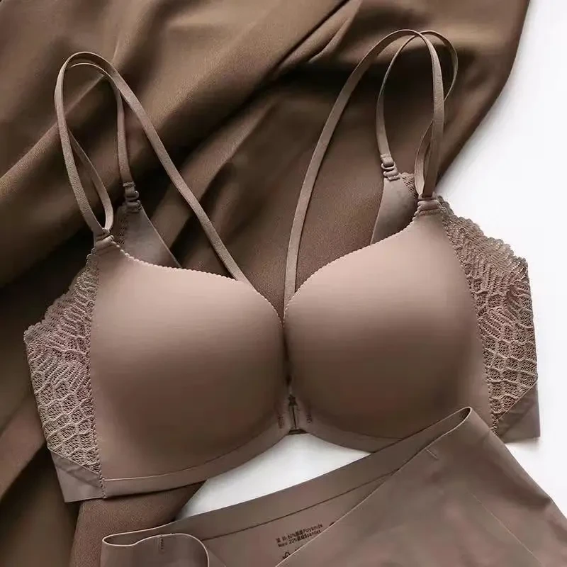 美背内衣女士小胸聚拢无钢圈新款无痕前扣式收副乳文胸款吊带背心