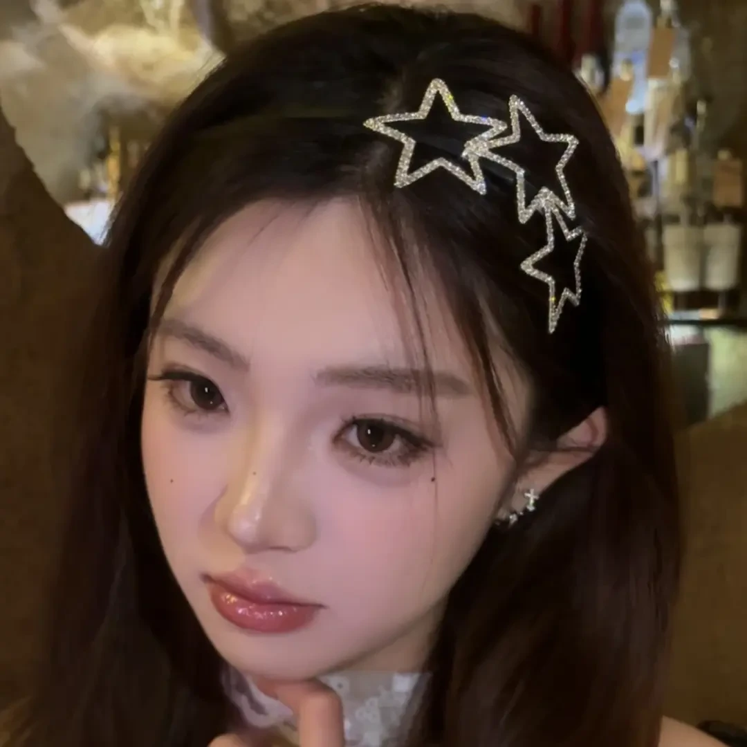 W Y2K女孩发箍！镂空水钻星星发箍精致发卡外出甜酷百搭少女发饰