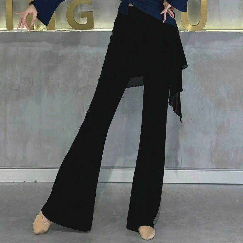 舞蹈裤微喇叭裤女莫代尔屁帘遮臀假两件裙裤古典舞练功服形体裤子