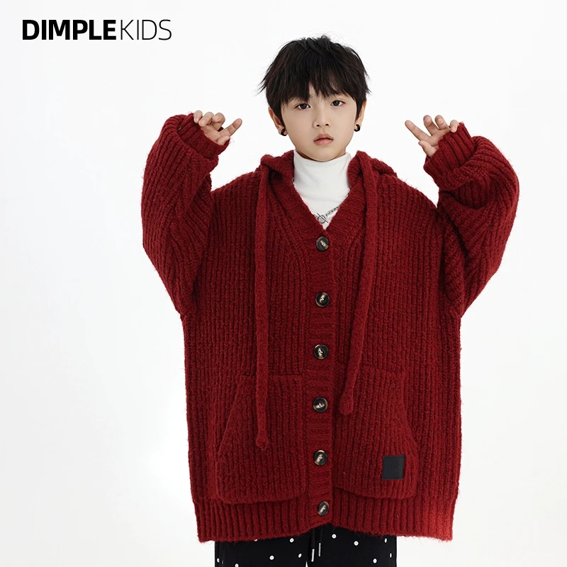 高甜梨涡童装男童毛衣连帽女童秋冬打底衫儿童针织开衫241202BS