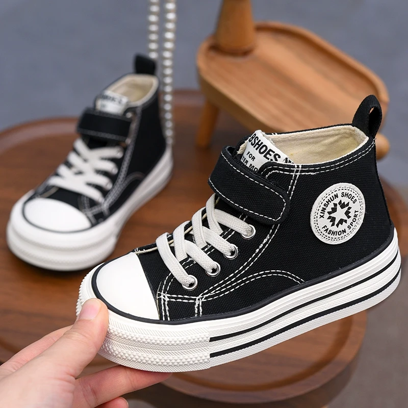 儿童帆布鞋2025春秋新款男童女童布鞋软底中帮童鞋透气魔术贴鞋子