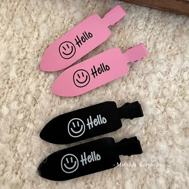 韩国复古彩色磨砂无痕发夹边夹 笑脸ins博主同款碎发刘海夹发卡新