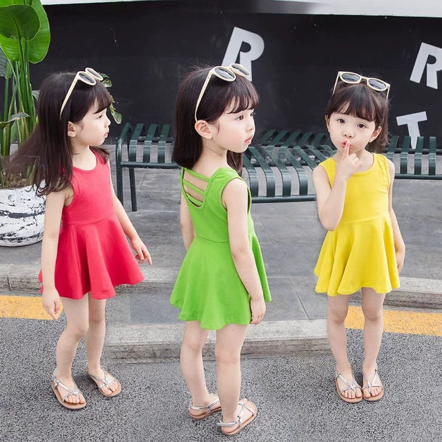 女童裙子夏女宝宝纯棉连衣裙夏季2025新款小童吊带裙时尚背心裙子