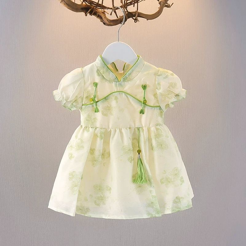 巴拉【断码】女童夏季连衣裙新中式国风公主洋气小女孩碎花裙子夏天