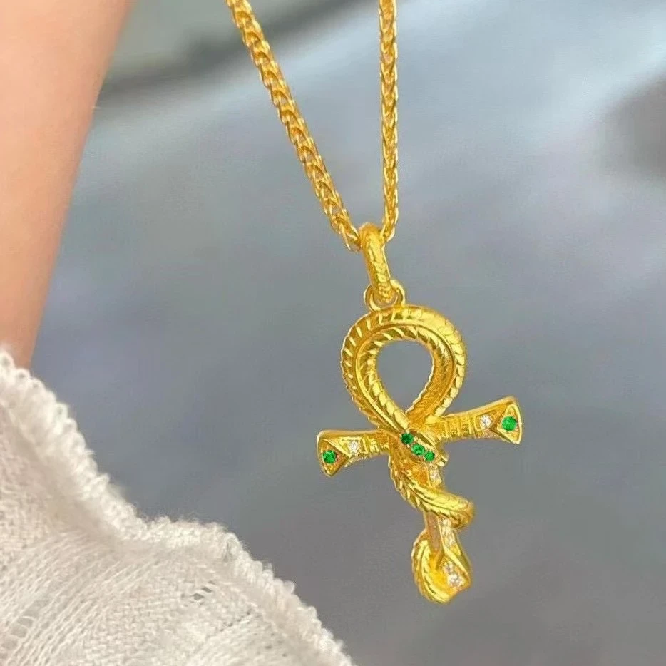 合金项链 【灵蛇项链】个性本命年锆石锁骨链时尚百搭金色