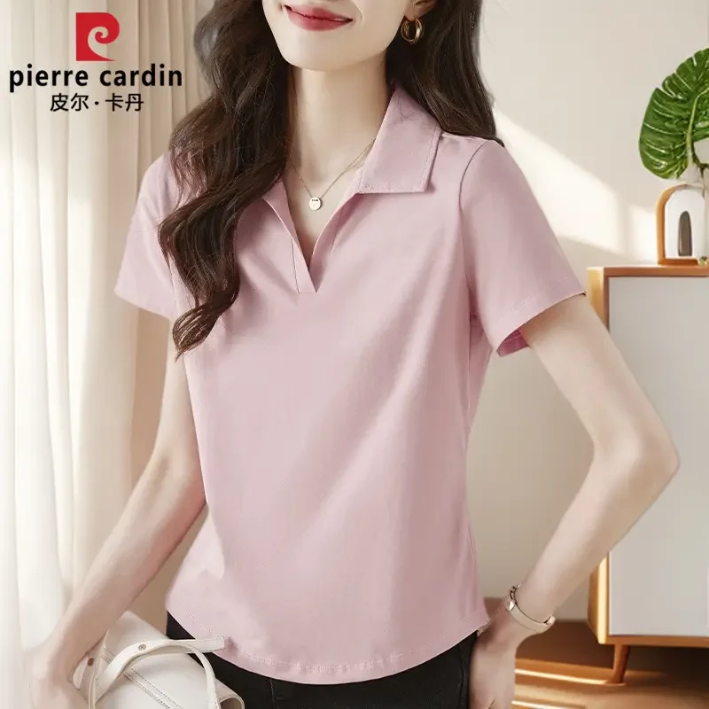 翻领黑色起球设计白色基础短袖大码夏季POLO领T恤女衣衫百搭休闲