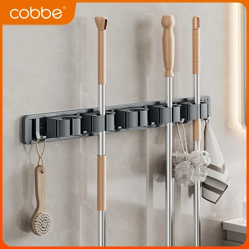 卡贝太空铝可移动拖把架卫生间墙上扫把挂架壁挂式拖把夹挂钩=