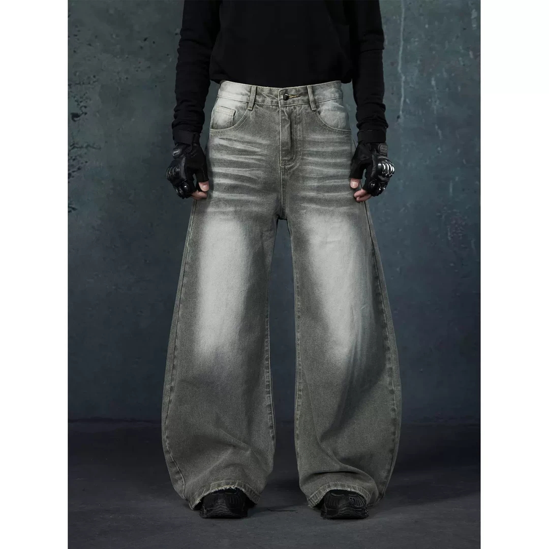 无人孤岛 25ss时尚高级感冷冰色水洗牛仔外套夹克阔腿弯刀牛仔裤