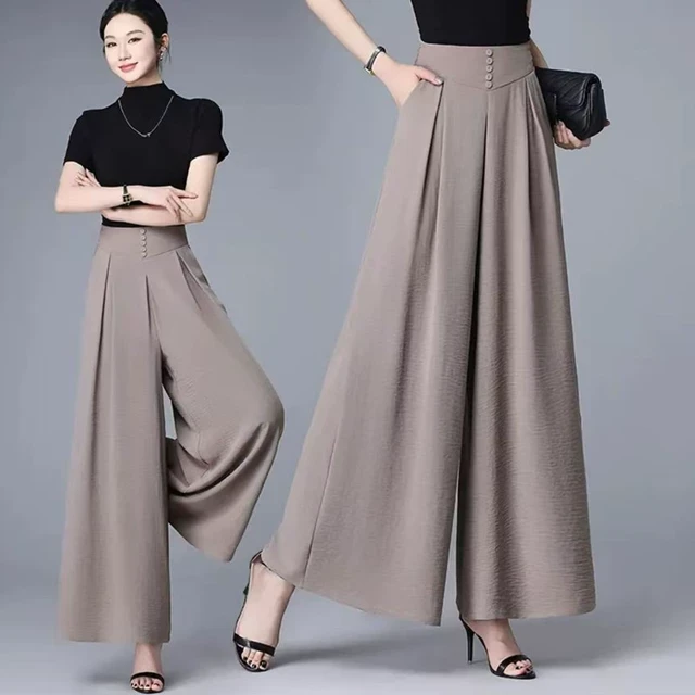 中老年妈妈裙裤女夏季薄款大码高腰休闲半身裙小个子冰丝阔腿裤裙