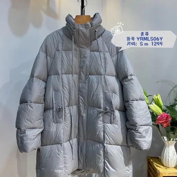 麦寻冬季新款立领中长款宽松保暖泡芙面料白鸭绒羽绒服