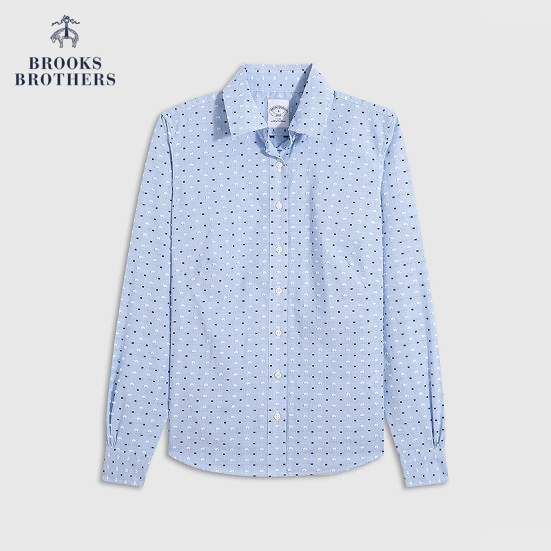 Brooks Brothers/布克兄弟女士25春夏纯棉提花毛绒立体点缀衬衫