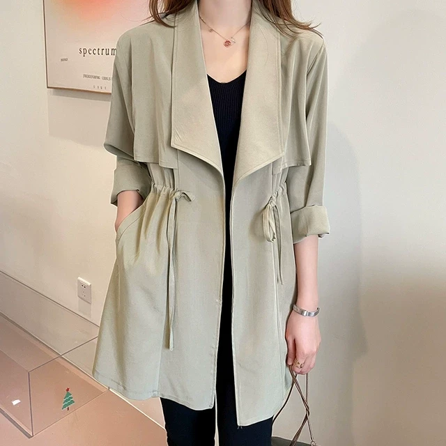 女士短外套薄款设计感大码风衣外套女中长款2024新款秋季小个子女