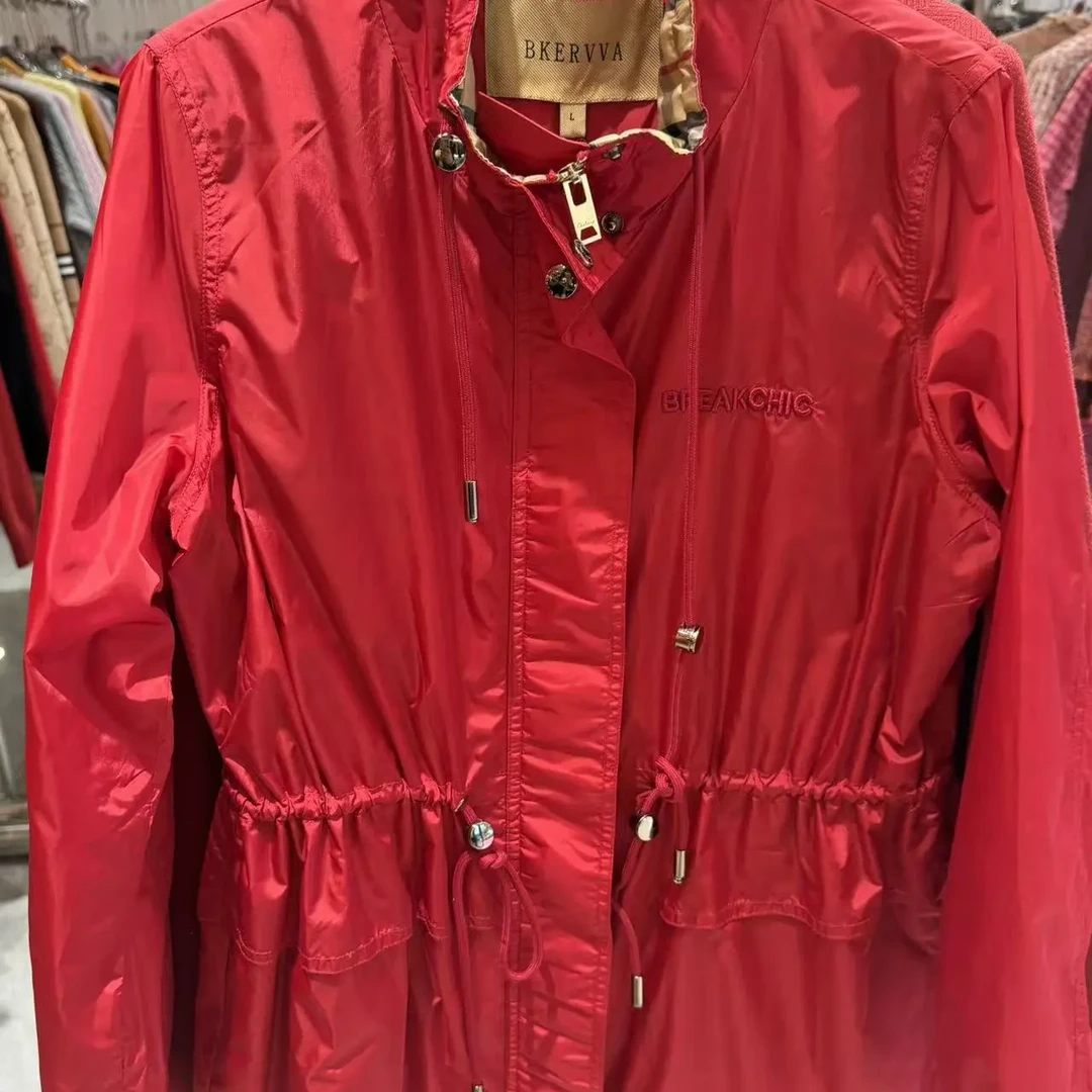 春秋新款女士中长款百搭立领时尚风衣外套