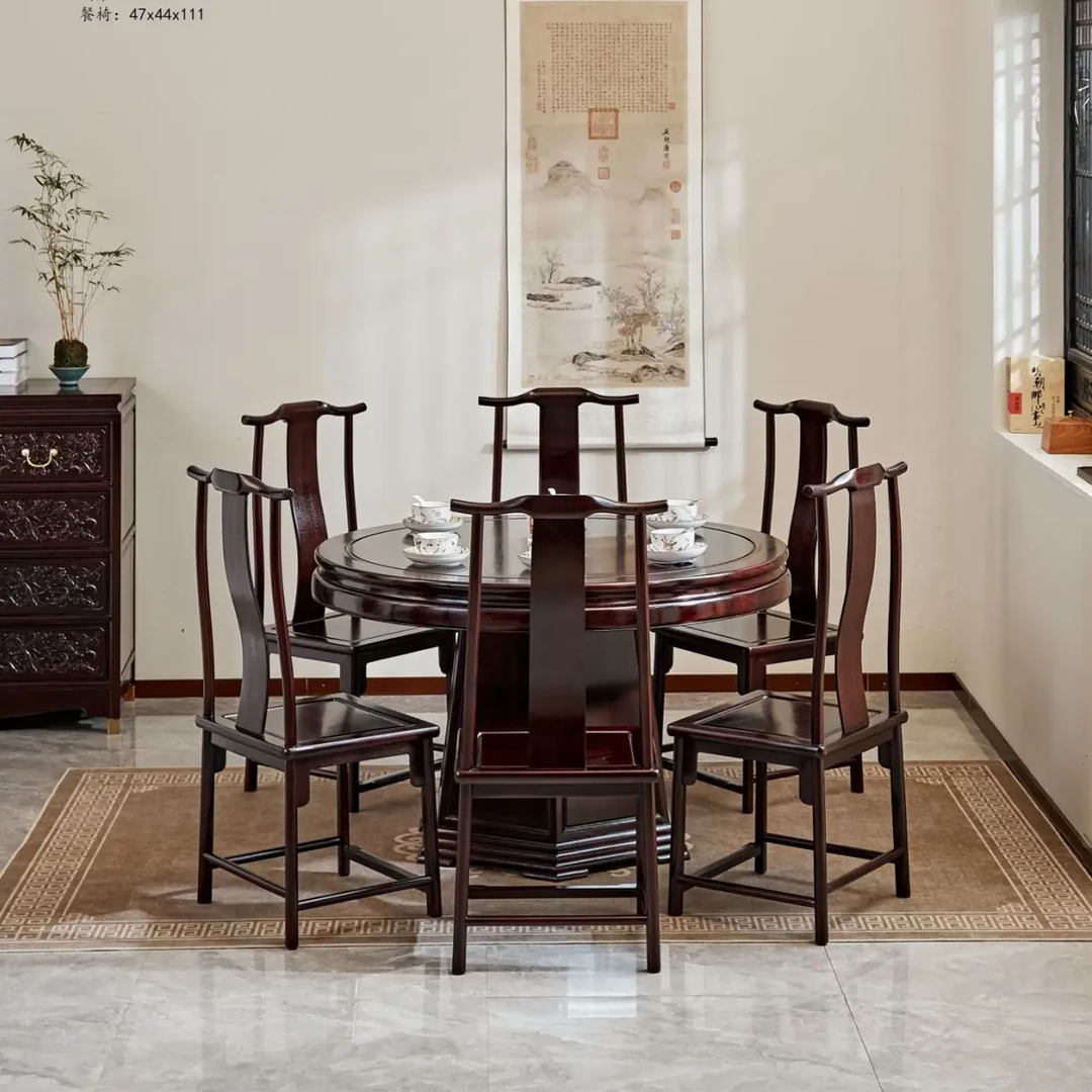 【朴雅】赞比亚血檀138明式圆餐桌七件套