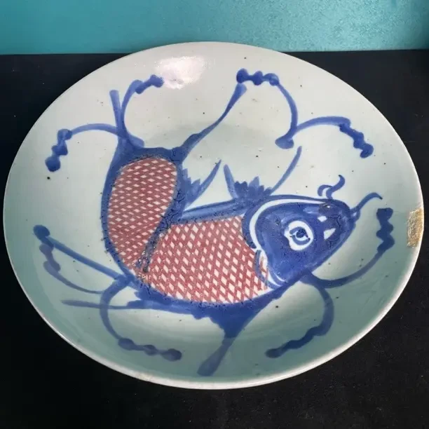 仿古瓷 仿古瓷青花釉鱼纹盘3021