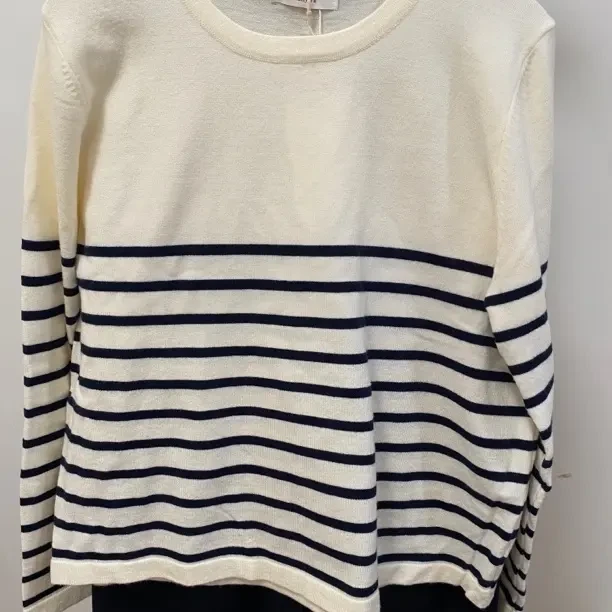 针织圆领女条纹常规宽松型衫长袖百搭拼色休闲