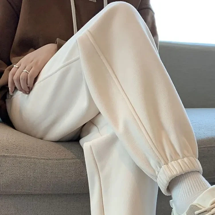 春秋冬大码300斤胖MM卫裤女高腰韩版宽松小个子休闲运动直筒裤潮