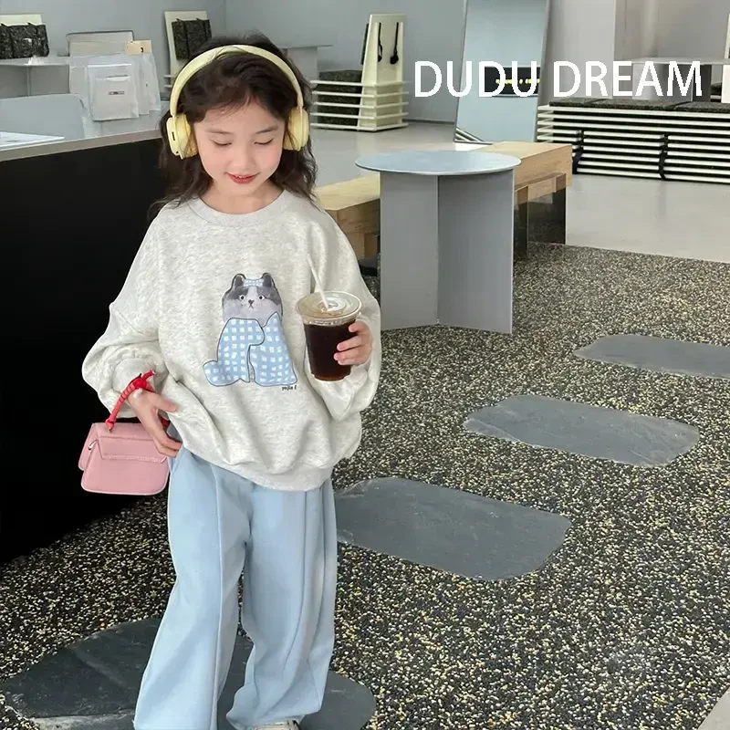 男女秋季套装2025新款韩版套头衫童装儿童圆领长袖秋款套装