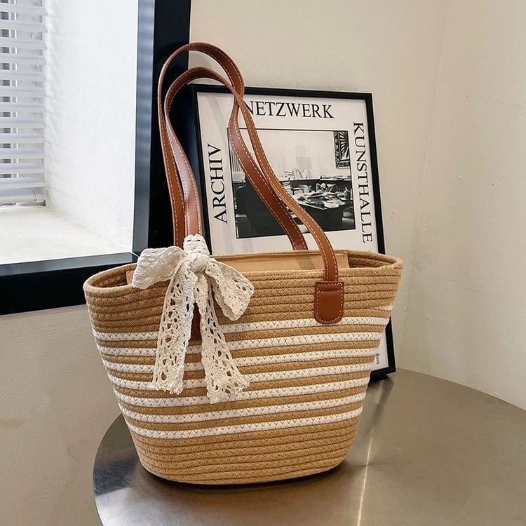 草编包女大容量2025新款夏季休闲单肩菜篮子托特包编织沙滩包L641