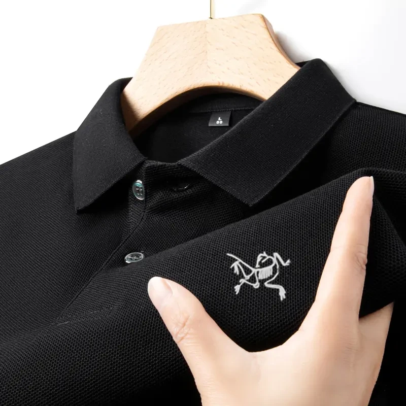 【清仓折扣】新款刺绣骨鸟短袖t恤男纯棉polo衫休闲翻领纯色上衣服