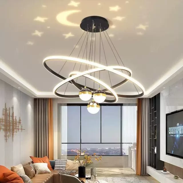 客厅吊灯现代简约灯饰网红轻奢北欧灯具创意个性卧室星空餐厅吊灯