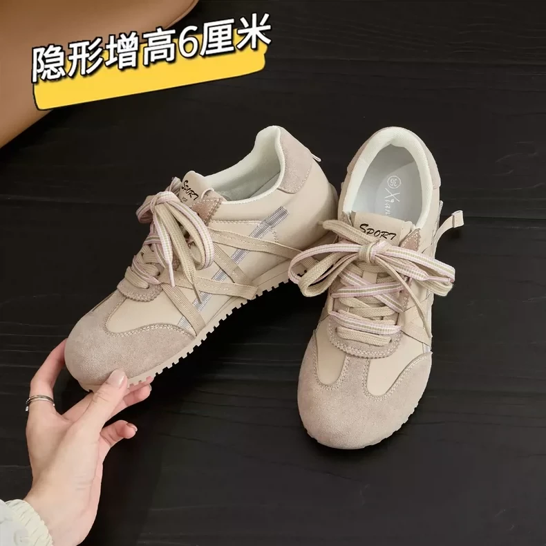 小码女鞋6cm内增高德训鞋女2025秋季新款透气复古休闲运动阿甘鞋
