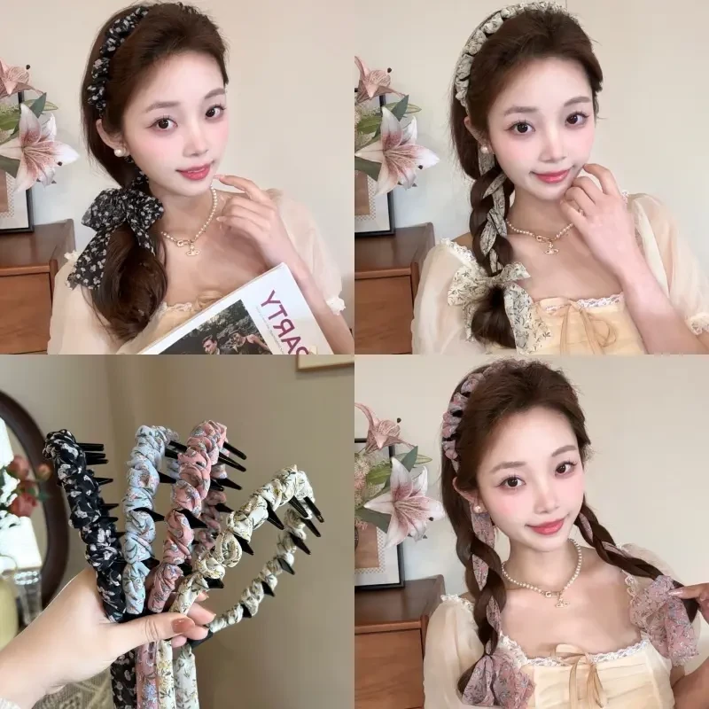 2025新款波浪印花飘带发箍时尚田园风显脸小发卡日常百搭发饰