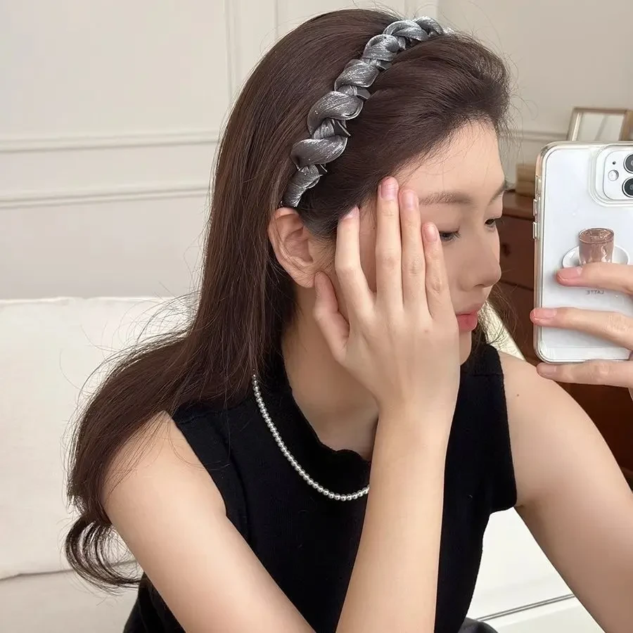 2025新款高级感网纱发箍带齿防滑女日常外戴头饰高颅顶压发头箍