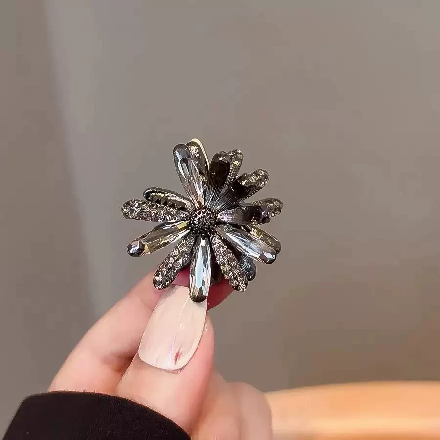 水晶小雏菊发夹女新款抓夹小号侧边刘海碎发夹子顶夹气质发卡头饰