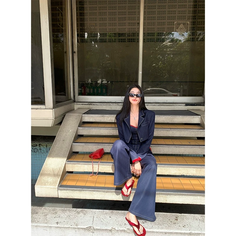 Barb Chill吊带背心女春夏新款高级感时尚复古西装外套休闲套装