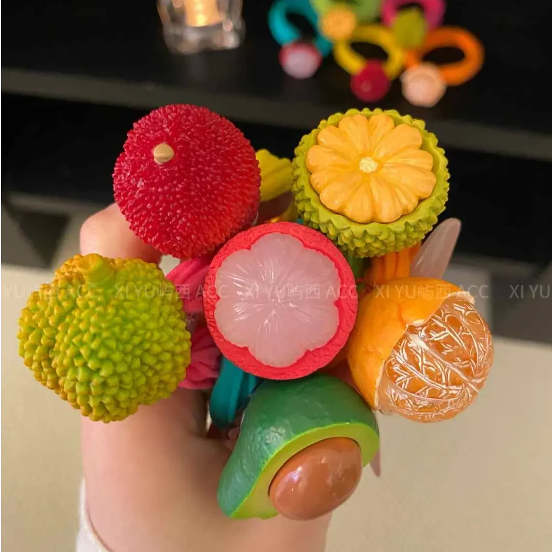 韩国东大门可爱水果发圈百搭春夏头绳彩色高弹力不伤发毛巾圈发饰