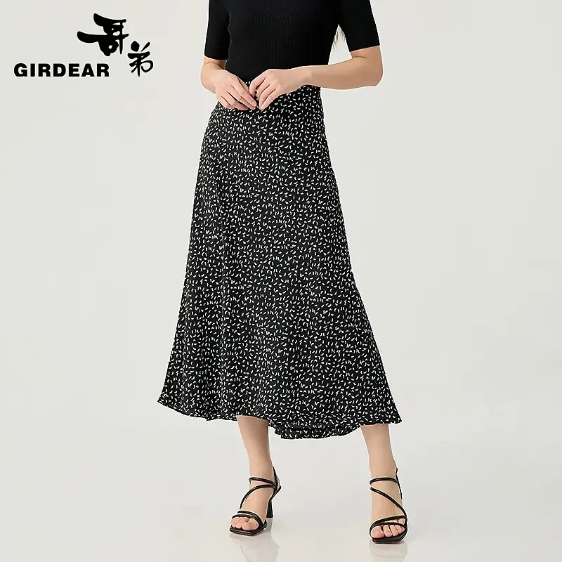 GIRDEAR/哥弟春季新款百搭时尚通勤高腰前短后长小鱼尾裙女120003