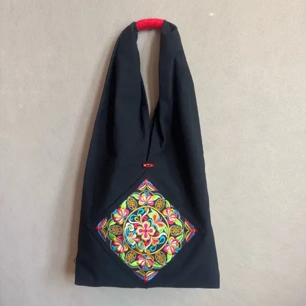 民族风刺绣大容量帆布单肩包女士休闲百搭包包