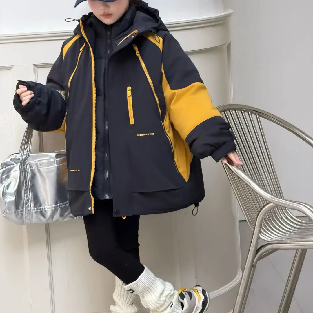 冬季加厚可拆卸三合一冲锋衣羽绒服连帽保暖外套