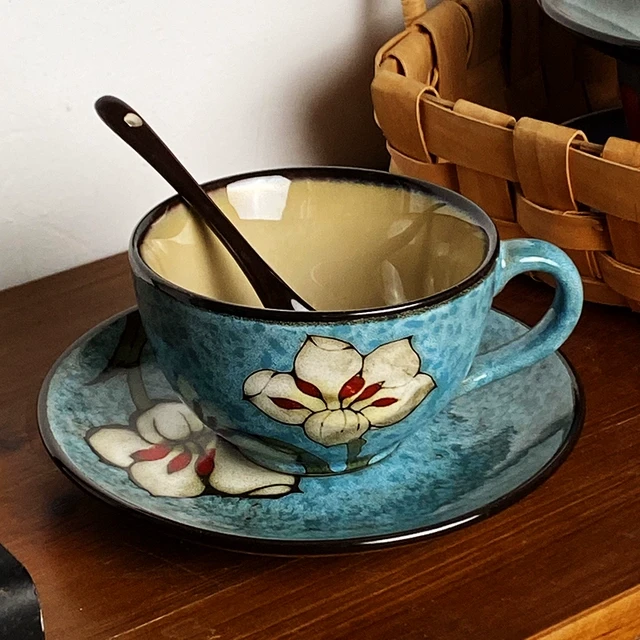 陶瓷咖啡杯碟网红水杯牛奶杯家用拿铁咖啡田园风下午茶杯子红茶杯