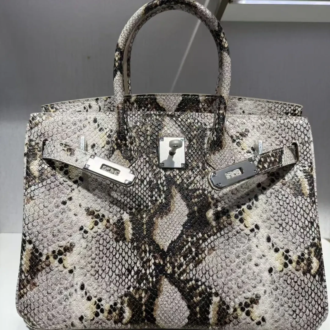熹微【真牛皮蛇纹斜挎女包（铂铂）系列】时尚高端轻奢百搭