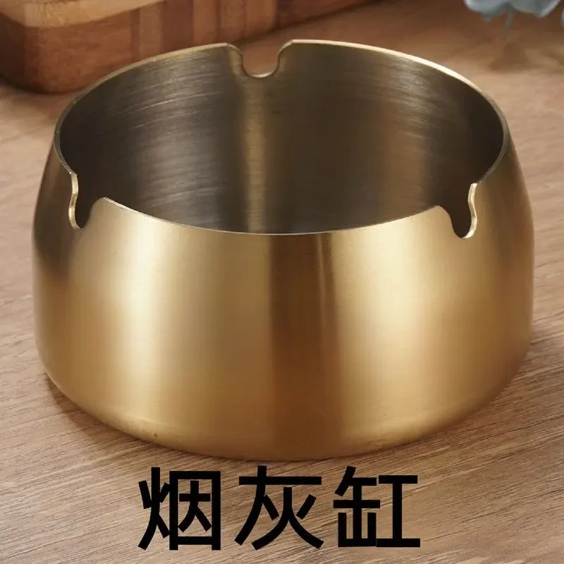 家用酒吧网吧网咖公司礼品加厚简约不锈钢创意烟灰缸赠品圆形宾馆