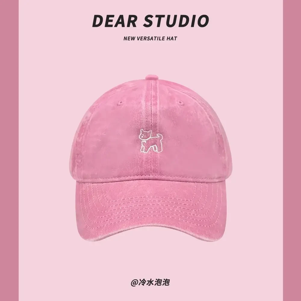 韩版ins可爱猫咪刺绣棒球帽子女夏季遮阳防晒帽显脸小鸭舌帽百搭