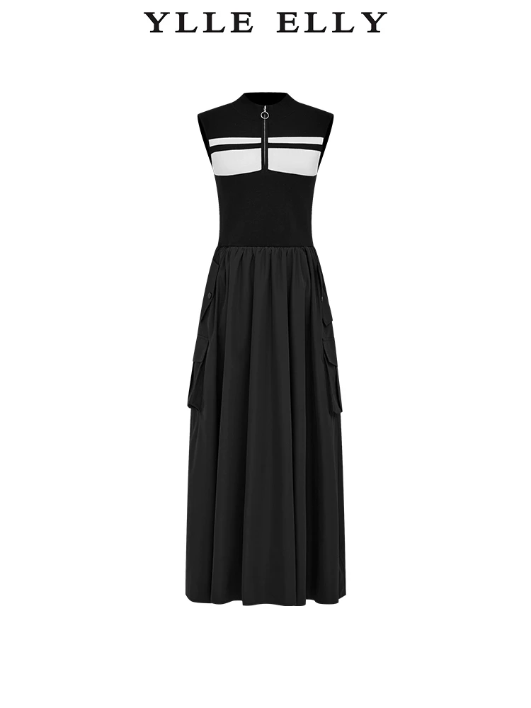 【商场同款】无袖连衣裙春季新款简约针织拼接长裙Y538008988